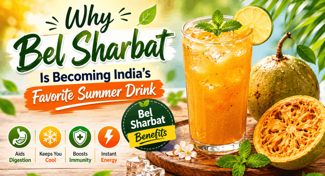 Bel Sharbat summer drink with wood apple pulp and refreshing traditional Indian drink benefits