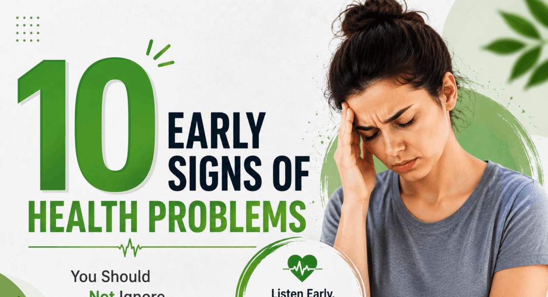 Illustration showing a woman experiencing a headache beside the title 