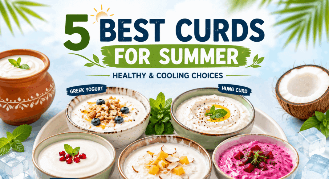 Best curds for summer and their health benefits including Greek yogurt, probiotic curd, hung curd, coconut curd, and beetroot curd