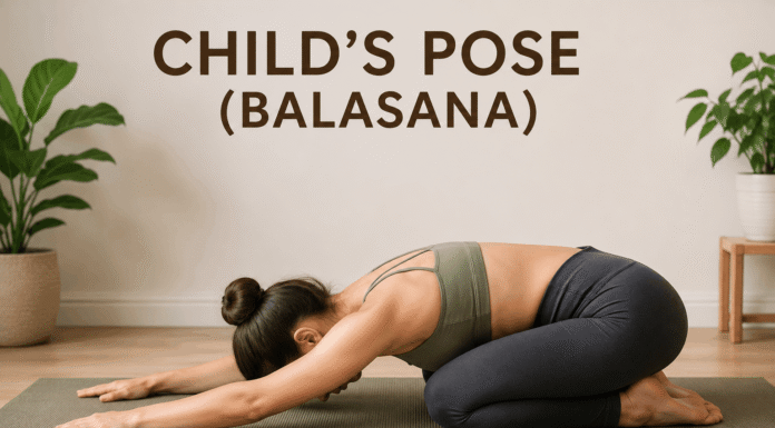 Child’s Pose (Balasana) for Fertility: Benefits & How to Do It Woman performing Child's Pose (Balasana) on a yoga mat to promote relaxation, flexibility, and overall reproductive wellness.