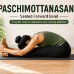 Can Paschimottanasana Help Fertility? Benefits, Steps & Precautions Woman practising Paschimottanasana (Seated Forward Bend) for fertility and relaxation.